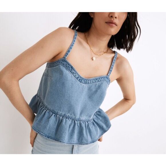 Madewell light Denim Peplum Cami size 4 - Picture 1 of 13